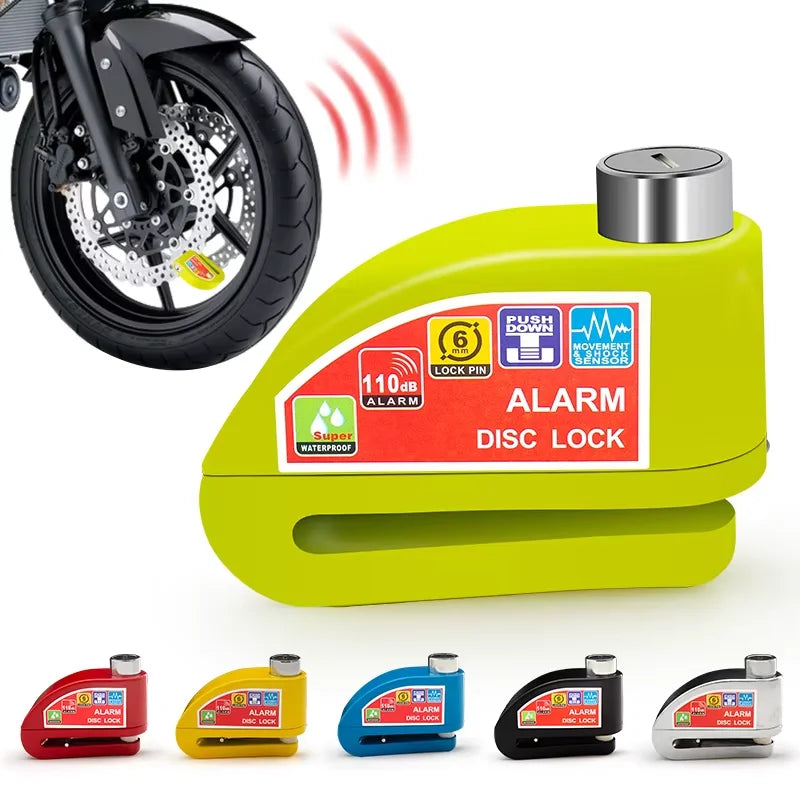 Motorcycle Bicycle Lock Alarm Safety Protection Padlock Disc Anti-Theft Reminder Rope Lock Bag Motorcycle Accesso Aluminum Alloy