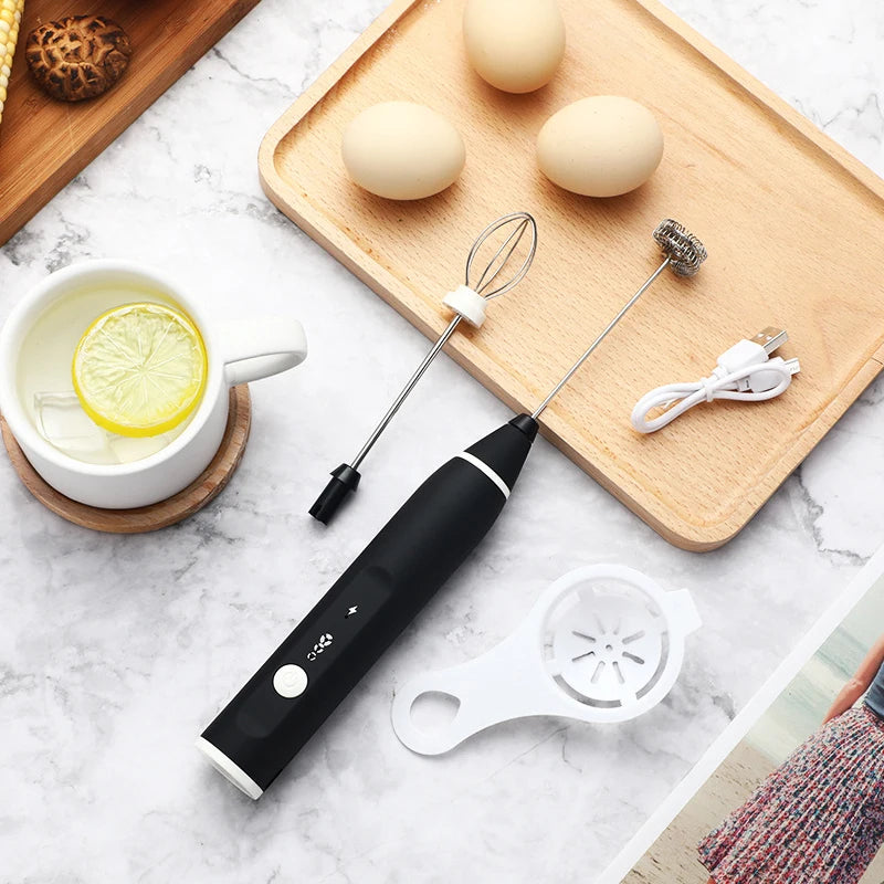 Portable Milk Frother USB Rechargeable Handheld Blender Foamer High Speeds Drink Maker Whisk Mixer For Coffee Cappuccino Cream