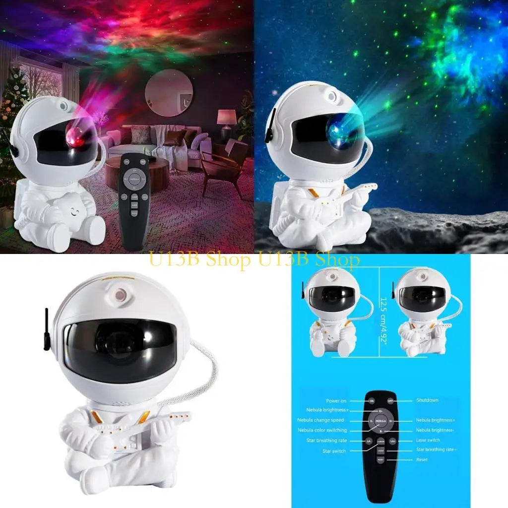 U13B 360°Rotation Astronaut Projector Light with Guitar/Star in Hand Portable Remote Control Night Lamp for Bedroom Decors