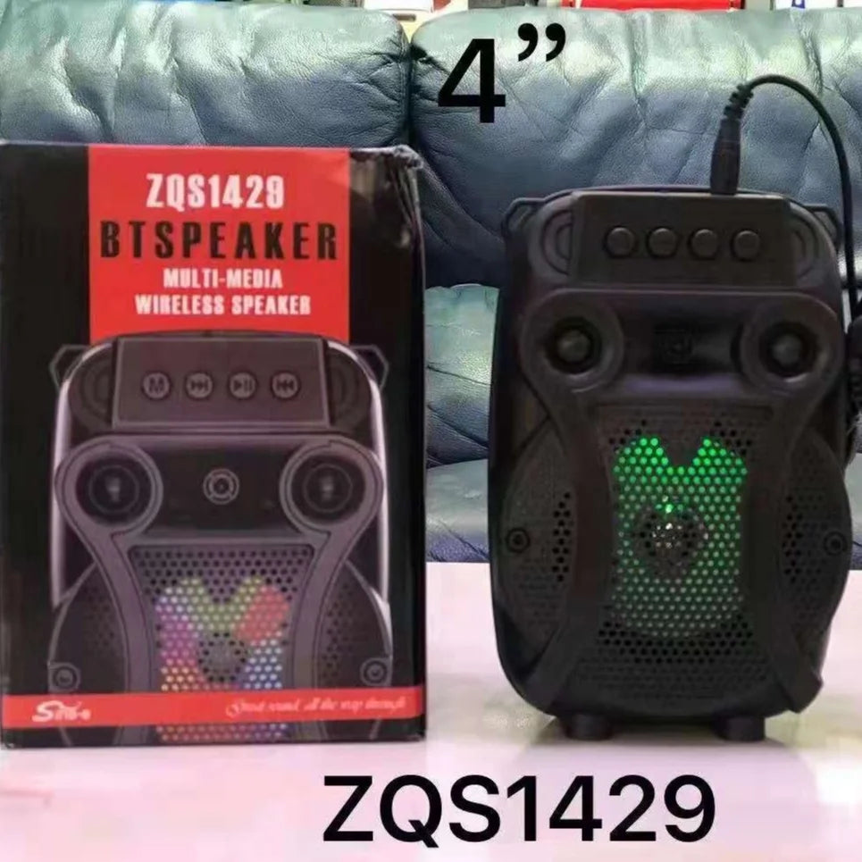 ZQS1429 4 Inch Audio Player Karaoke Dj Portable Rechargeable Speaker Sound Box With Changing Led Light