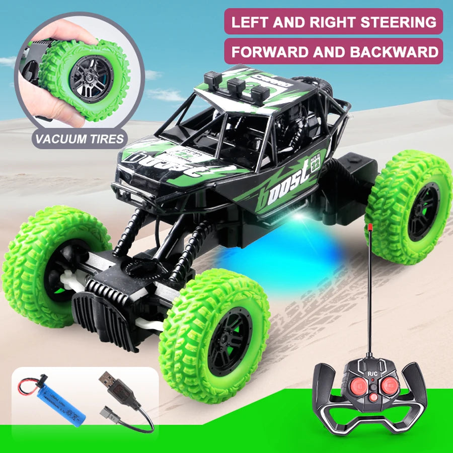 New Remote Control Car With Colorful Flashing Lights, Rubber Wheels, Off-road Toy Car Suitable For Christmas Children's Gifts
