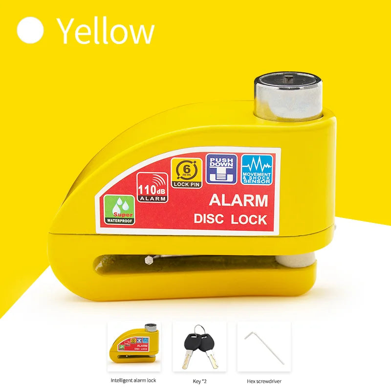 Motorcycle Bicycle Lock Alarm Safety Protection Padlock Disc Anti-Theft Reminder Rope Lock Bag Motorcycle Accesso Aluminum Alloy