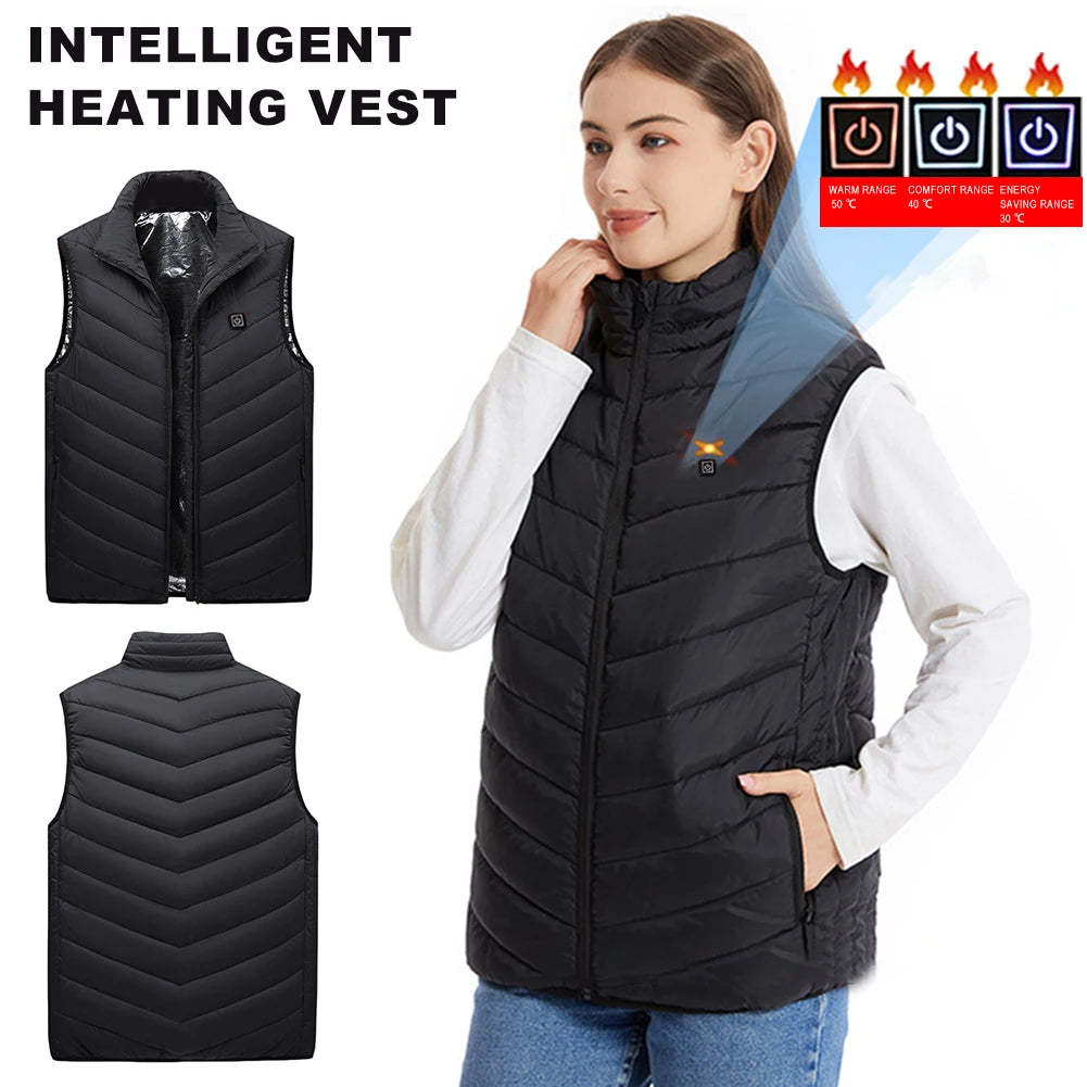 Unisex Electric Thermal Jacket Rechargable Heating Thermal Vest Infrared Carbon Fibe 3 Heating Levels for Trekking Ski Cycling