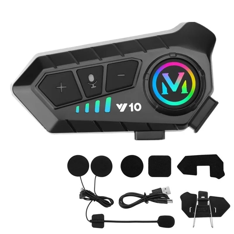 Motorcycle Helmet Headset Y10 Wireless Headphone Voice Control Earphone Handsfree Call MP3 Player Speaker Kit