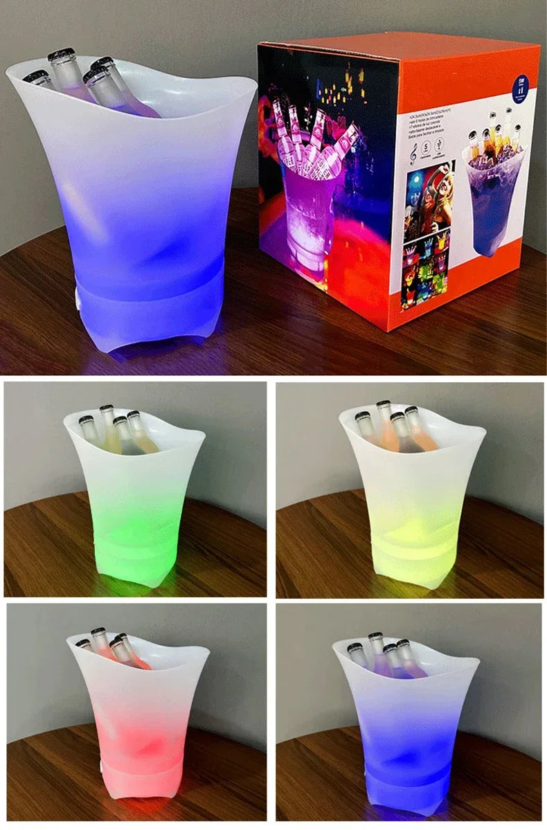 Bluetooth Light-emitting Ice Bucket LED Light Portable Small Audio Beer Bucket Camping Ice Buckets Bar Barware Atmosphere Props
