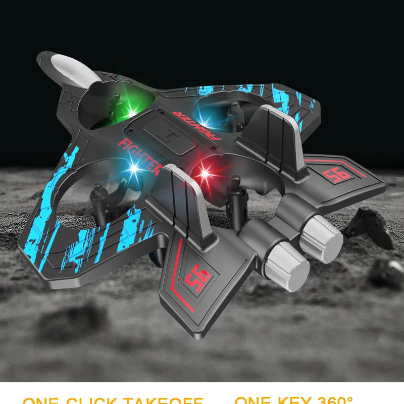 2.4G remote control fighter electric foam glider stunt tumbling UAV hovering helicopter with LED colorful lights aircraft model