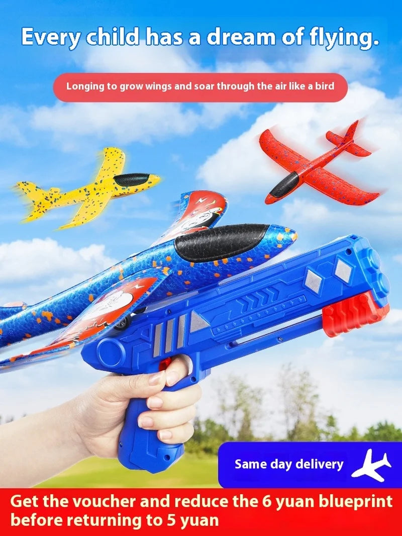 Airplane toy boy, rubber band powered fighter jet, hand thrown space model simulation, model assembly, handmade production