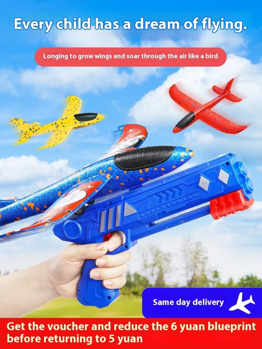 Airplane toy boy, rubber band powered fighter jet, hand thrown space model simulation, model assembly, handmade production