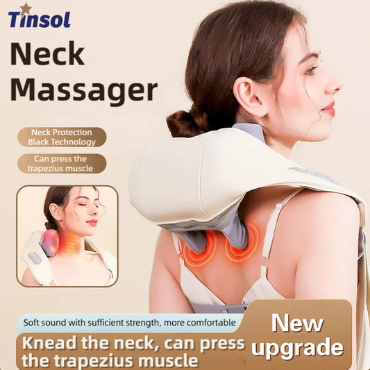 Wireless neck massager with hot compress function for pain relief deep tissue massage neck shoulder relaxation massage shawl