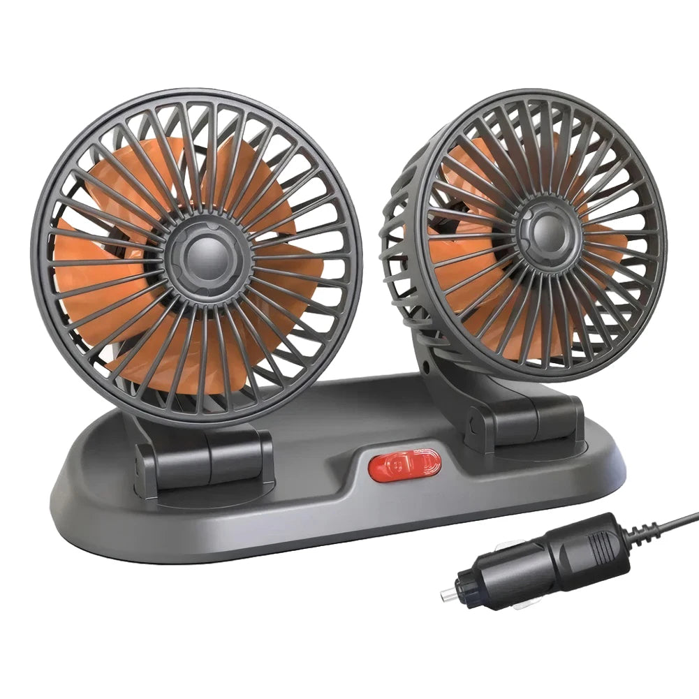 Adjustable Dual Head Car Fan 2 Speeds Cooling Air Fan Automobile Vehicle Fan for Car Truck SUV RV