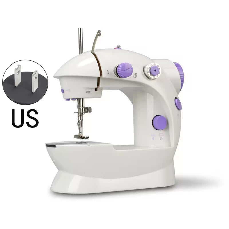 Mini Electric Sewing Machine Household Double Speed Sewing Machine with Night Light and Foot Pedal DIY Sewing Kit for Beginner