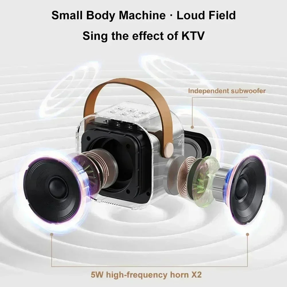 Bluetooth K12 Karaoke Machine Portable 5.3 PA Speaker System with Single Dual  Wireless Mic Home Family Singing Children's Gifts