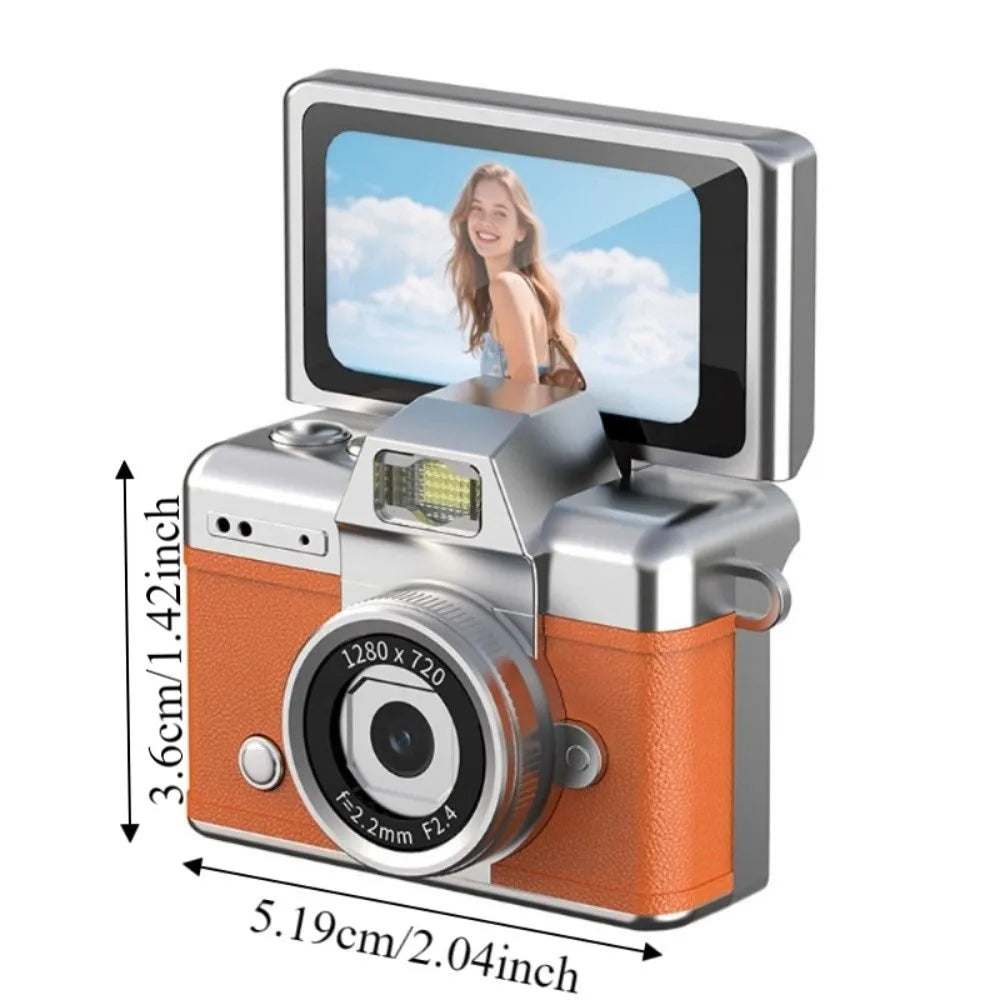1.47 Inch Screen Thumb Keychain Camera 180° Flip Screen Neck Strap Design Retro CCD Mini Digital Camera Selfie
