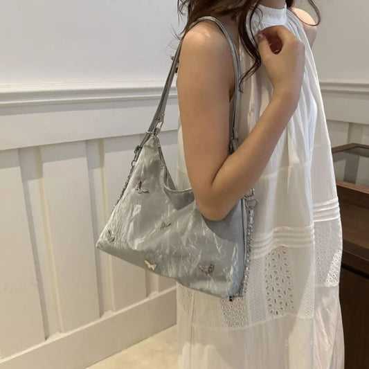 Simple Multifunctional Butterfly Shoulder Bag Y2K Mommy Bag Large Capacity Handbag Underarm Bag Storage Bag PU Backpack Students