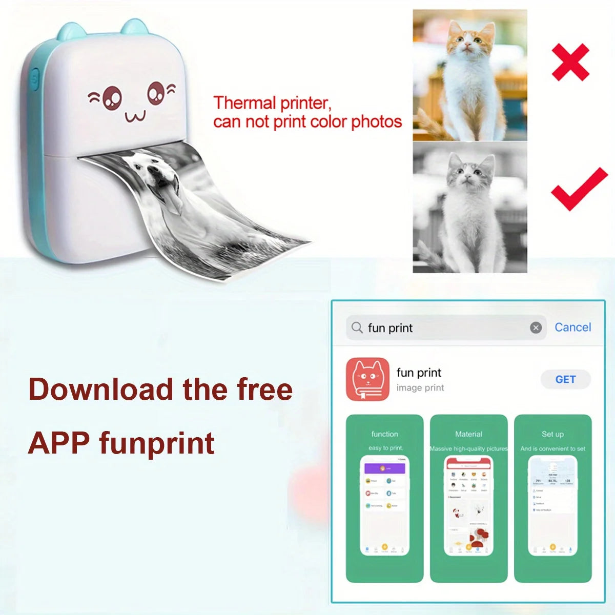 Mini Printer, Inkless Sticker Maker, Free Cut Small Pocket Printer, Wireless Mini Sticker Printer, Portable Thermal Printer