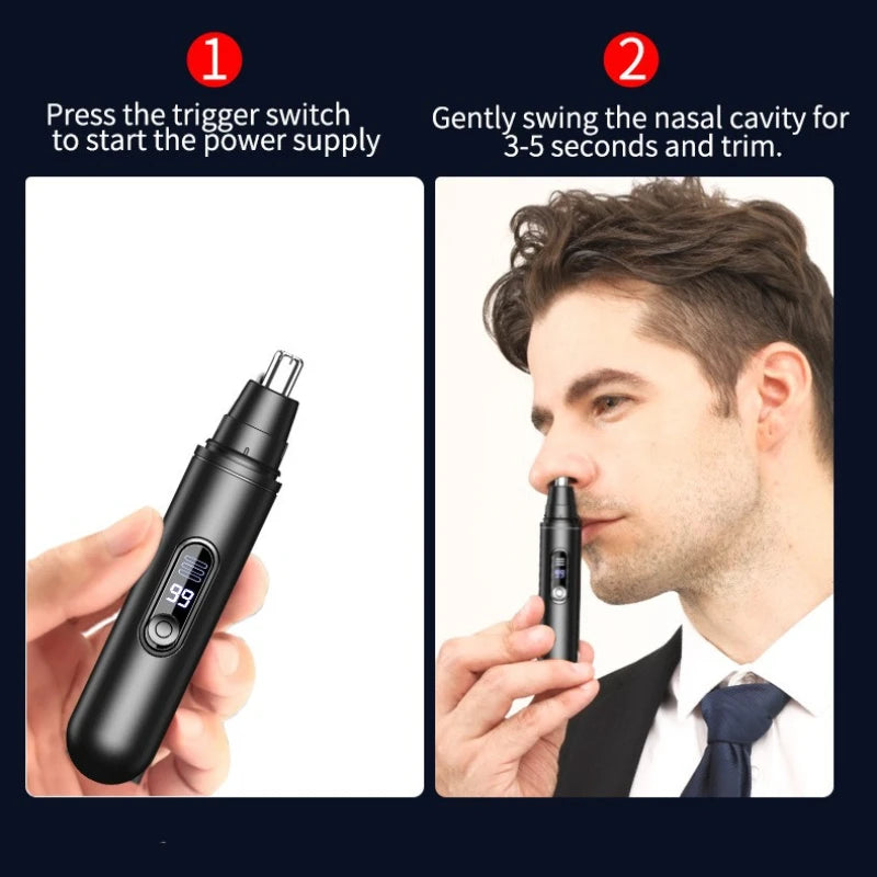 Mini Nose Hair Trimmer Rechargeable USB Painless Waterproof Portable Stainless Steel Sharp Blade Low Noise IPX5