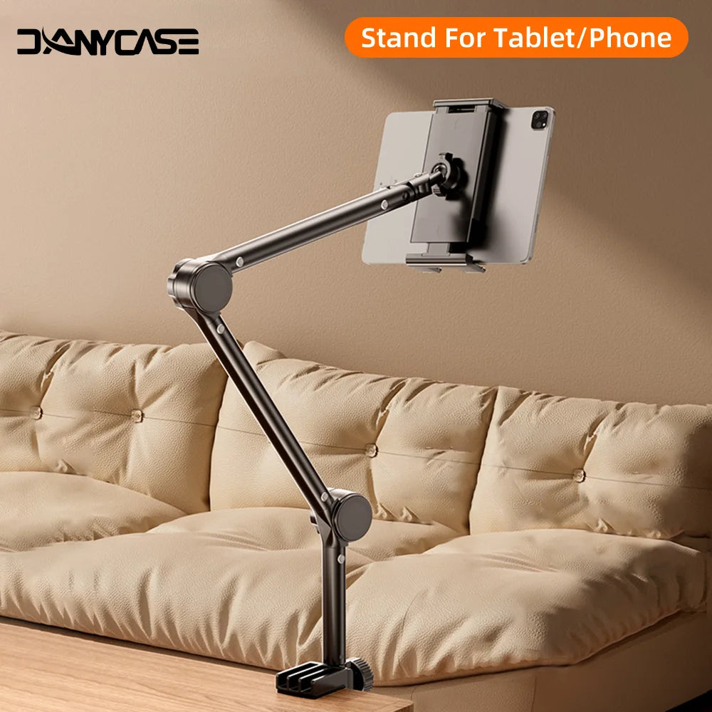 iPad Air 11 M2 2024 uchun 360° sozlanishi mumkin bo'lgan katlanadigan metall qo'ltiqli stol tagligi, planshet ushlagichi, telefon planshetlari uchun