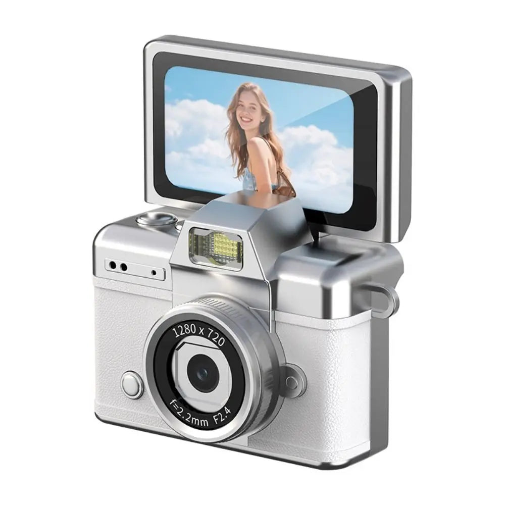 1.47 Inch Screen Thumb Keychain Camera 180° Flip Screen Neck Strap Design Retro CCD Mini Digital Camera Selfie