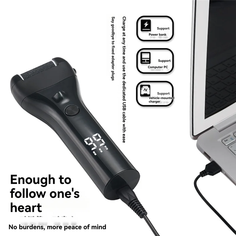 LECKL-Black Electric Foot Grinder Wireless For Removing Dead Skin, Calluses, And Cracks - Auto Pedicure Tool