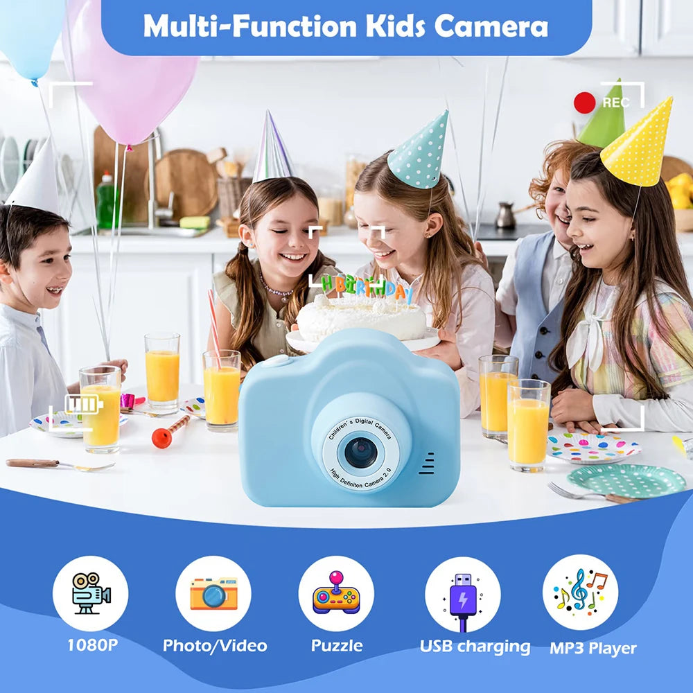 Multifunctional Kids' Camera – 1080P HD Digital Video Camera – 2.0-Inch Display – Birthday Gift Toy