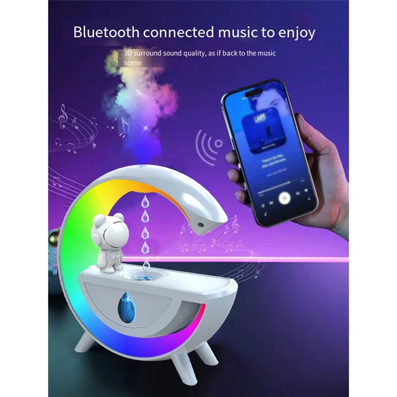A59E-Anti-Gravity Air Humidifier RGB Light Ultrasonic Humidifier White With Bluetooth 5.0 Speaker For Home Office
