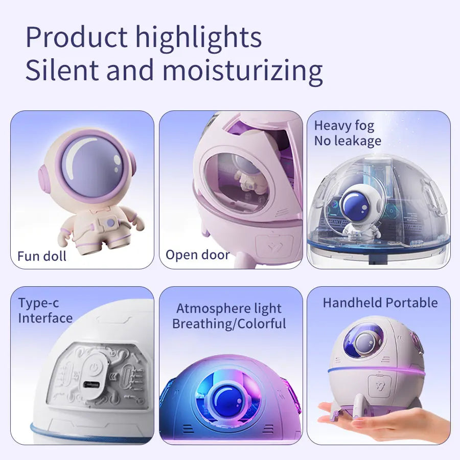Rechargeable/USB Plug in LED Night Light Child Gift Astronauta Space Capsule Humidifier Bedroom Decor Room Atmosphere Lamp