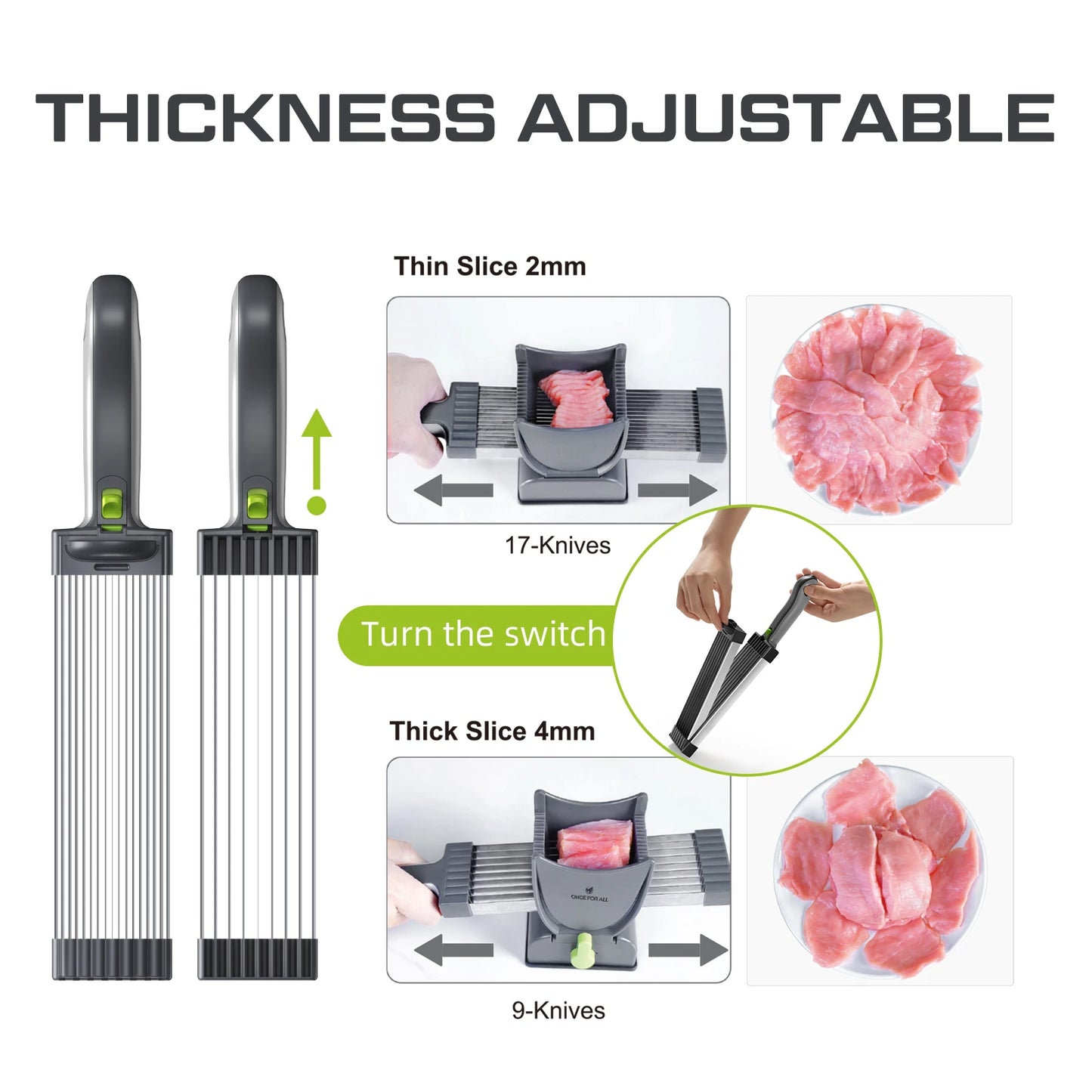 ONCE for All Meat Slicer and Cleaver Kitchen Knife Set for Meat Slicing and Shredding, Manual Fresh Meat Cutter, Slicer for Beef