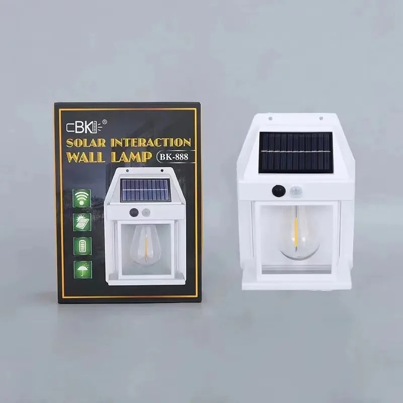 1pc New Solar Tungsten Wall Lamp, 3 Modes, Outdoor Villa Garden Courtyard Waterproof Decoration Induction Lantern, Small Night L