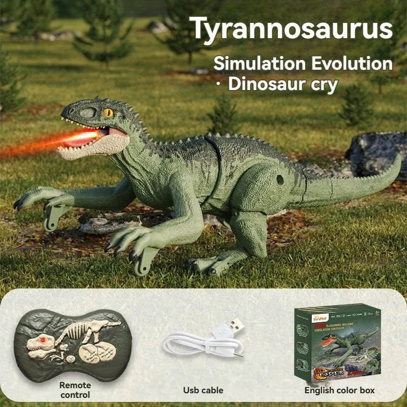 Hot Laser Tracking RC Dinosaur Toys for Kids Remote Control Robot Verisimilitude Sound Spray for Kids Boys Girls Children G