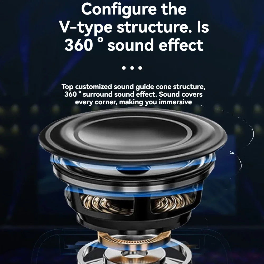 Mini Compact TWS Wireless Bluetooth 360° Speaker Soundbar with LED Lights for Travel Outdoor Activity And Home Use