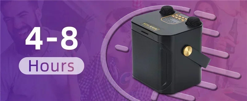 High Power Karaoke Bluetooth Speaker Portable 360 Stereo Surround Wireless Subwoofer with 2 Microphone Boombox Child Home Gift