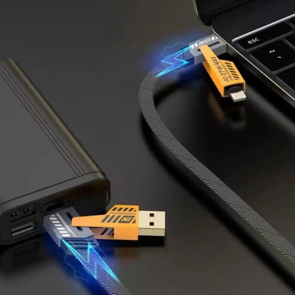 Four-in-one Fast Data Cable Multi-function Fast Charging Mecha Data Cable USB Type C PD Dual Type-C Extension Cable