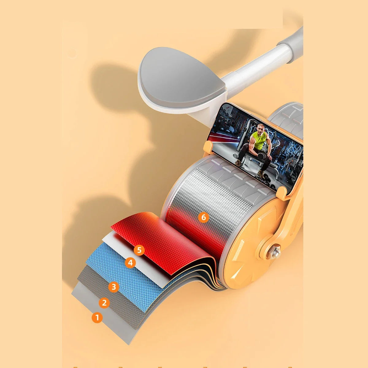 High Quality Fitness Exercise Roller Wheel Support Automatic Rebound Abdominal Wheel Core Muscle Ab Trainer with Counter Display