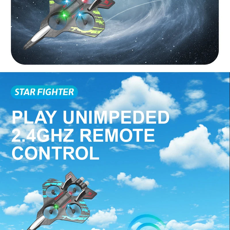 2.4G remote control fighter electric foam glider stunt tumbling UAV hovering helicopter with LED colorful lights aircraft model