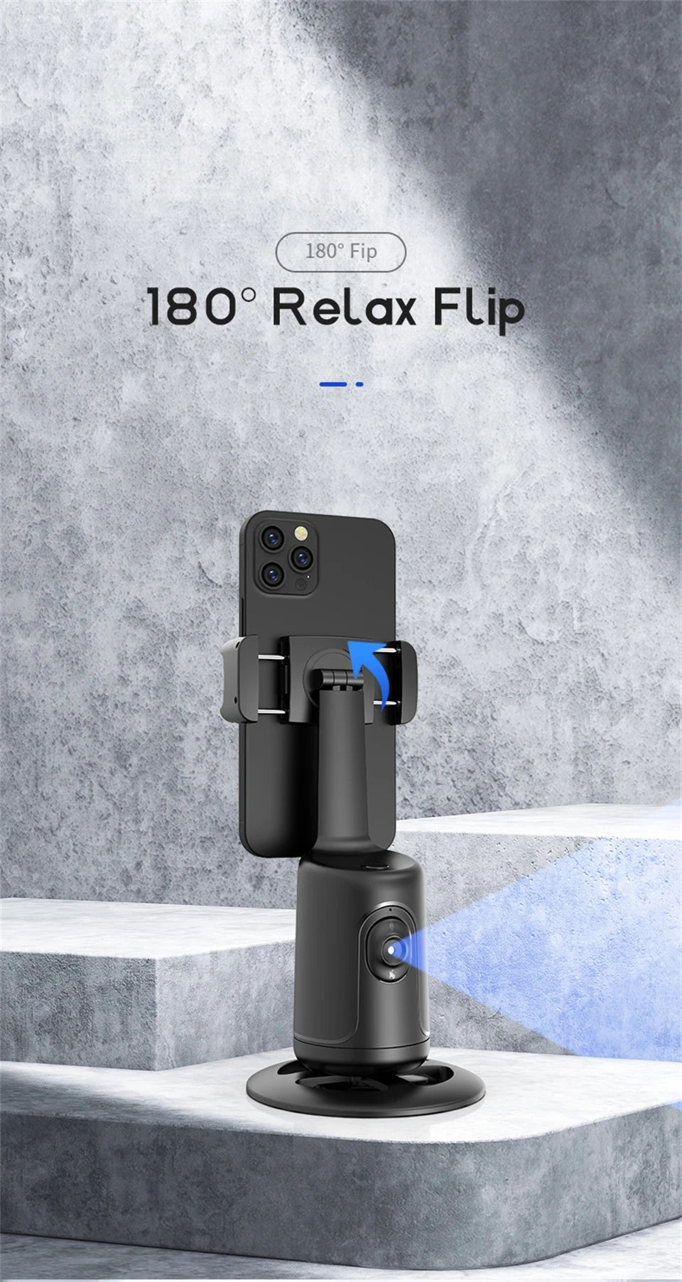 360 Rotation Gimbal Stabilizer AI Following Face Tracking Desktop Gimbal PTZ For Tiktok Smartphone Live