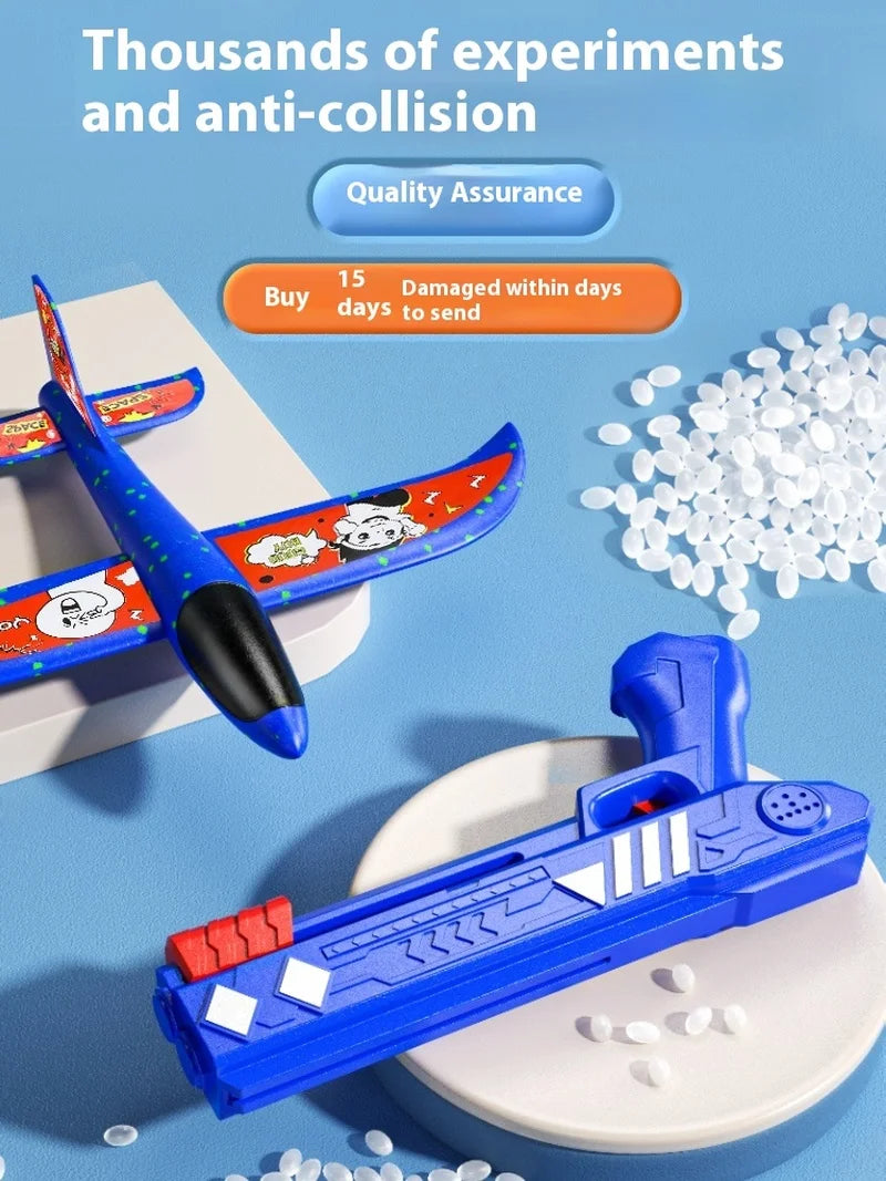 Airplane toy boy, rubber band powered fighter jet, hand thrown space model simulation, model assembly, handmade production