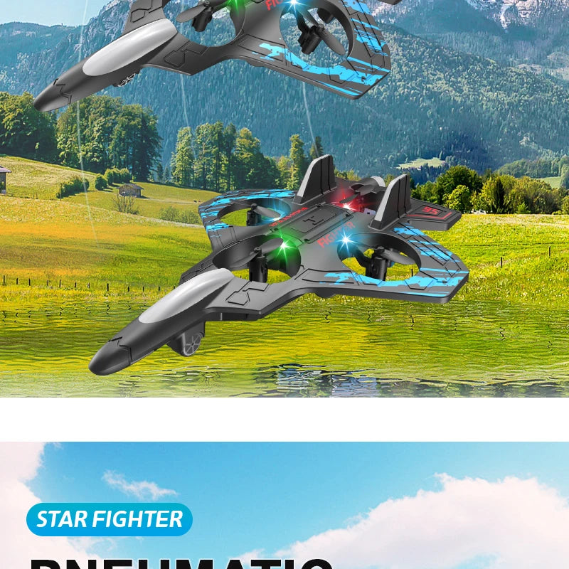 2.4G remote control fighter electric foam glider stunt tumbling UAV hovering helicopter with LED colorful lights aircraft model