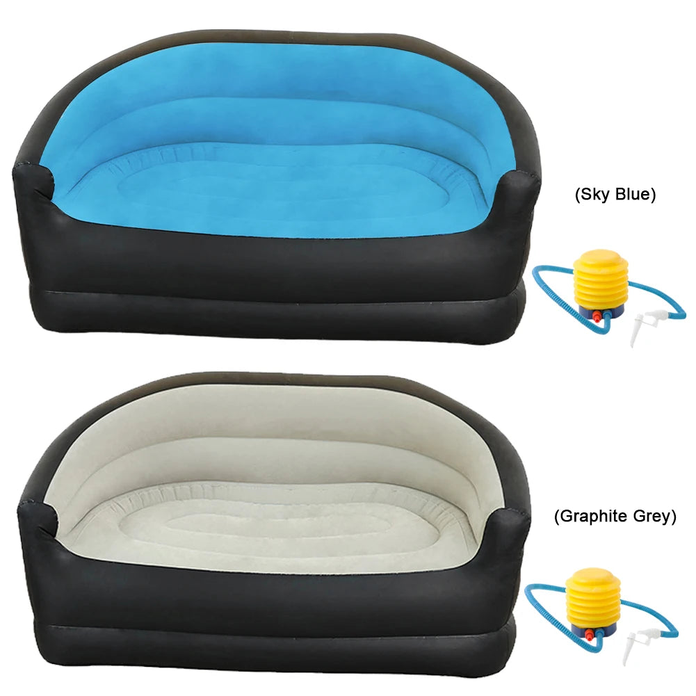 Twin Size Outdoor Inflatable Sofa with Air Pump Blow Up Couch Inflatable Lounging Sofa for Indoor Outdoor Home Living Room