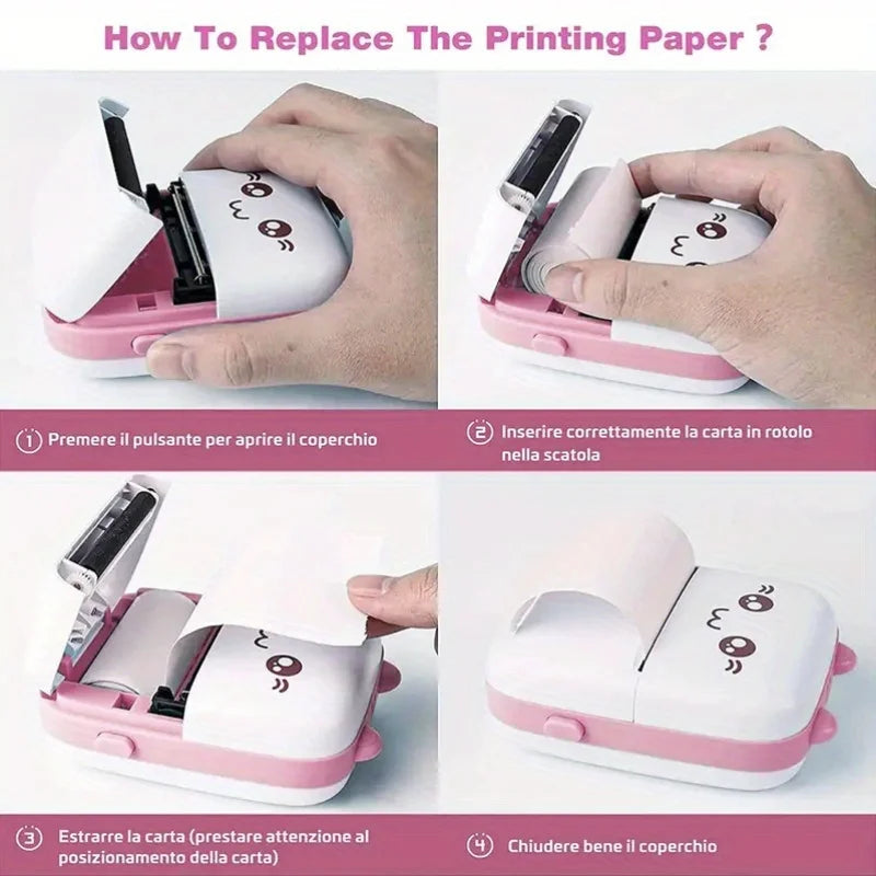 Mini Printer, Inkless Sticker Maker, Free Cut Small Pocket Printer, Wireless Mini Sticker Printer, Portable Thermal Printer