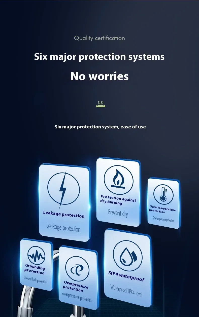 Bathrooms Shower Faucet with Sensor Electric Hot Flowing Kitchen Tap Water Heater Heating Tankless Portable for Kitchen Bathroom