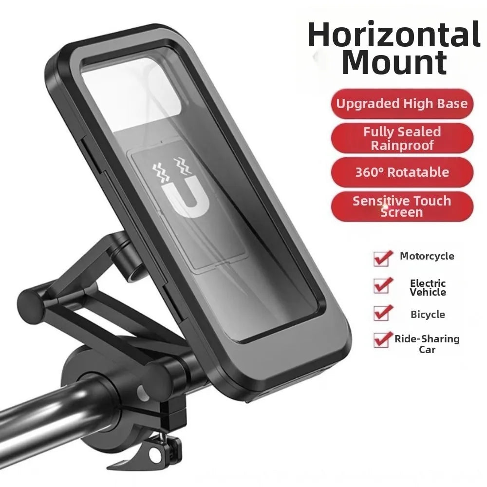 Waterproof Motorcycle Phone Holder 360° Swivel Magnetic Design Bicycle Phone Holder Navigation Support Adjustable