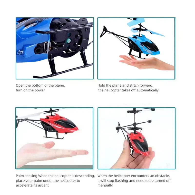 Mini RC Rechargeable No Remote Control RC Helicopters Toys Induction Hovering Safe Fall-resistant Rc Airplane