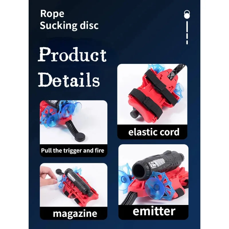 Cobweb Ejector Spider Man Super Hero Gloves Childern Toy Boy Decoraction for Cosplayer Emissionable Soft Bullet Gun