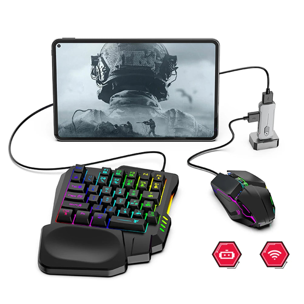 5 in 1 Mobile Game Converter Keyboard Mouse Gaming Set BT 5.3 for PUBG Gaming Keyboard and Mouse Combo for Android iOS System