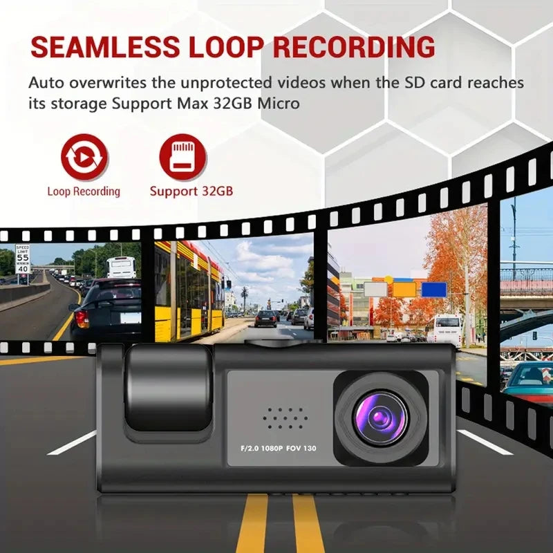 A22 1080P DVR Car Recorder 2-inch Screen Front and Rear Cameras Car Recorder 32G/64g Supports Night Vision Loop