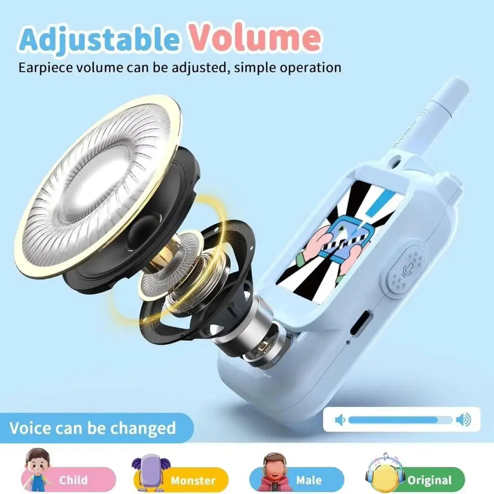 HD Screen Children's Video Intercom Long Range Cartoon Design Video Walkie Talkie Anti-loss with Lanyards Kids Two-Way Radio