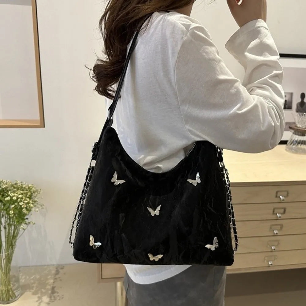 Simple Multifunctional Butterfly Shoulder Bag Y2K Mommy Bag Large Capacity Handbag Underarm Bag Storage Bag PU Backpack Students
