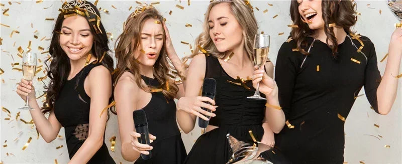 High Power Karaoke Bluetooth Speaker Portable 360 Stereo Surround Wireless Subwoofer with 2 Microphone Boombox Child Home Gift