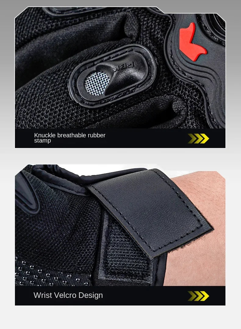 Men's motorcycle supplies windproof gloves all-finger summer touch screen anti-collision and anti-slip racing gloves breathable