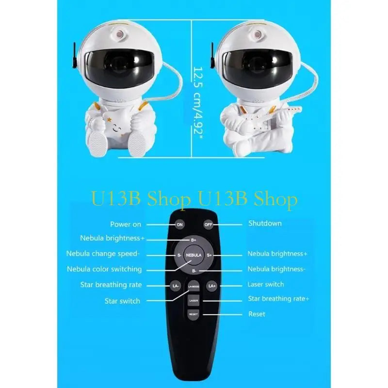 U13B 360°Rotation Astronaut Projector Light with Guitar/Star in Hand Portable Remote Control Night Lamp for Bedroom Decors